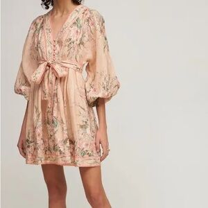 Zimmermann Beige Moonshine Linen Belted Mini Dress